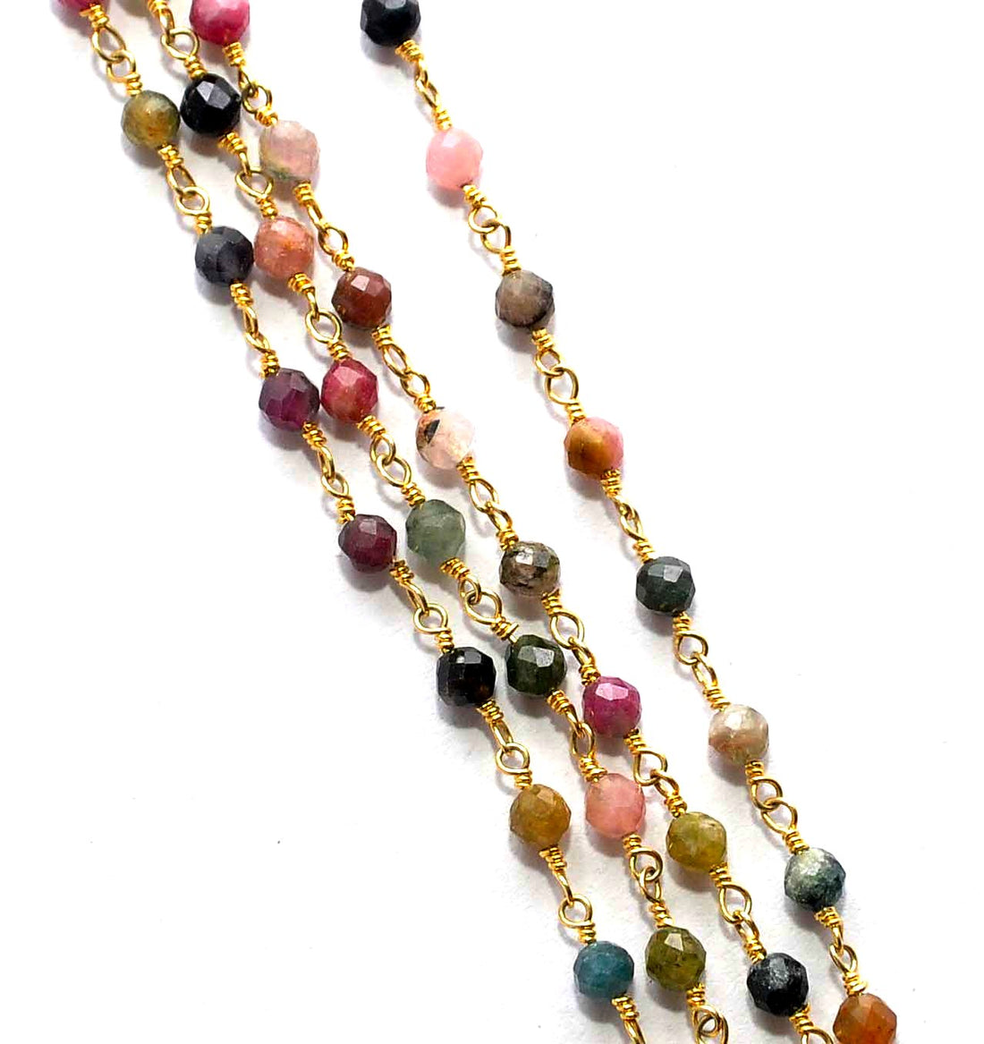 Gold-Plated 925 Sterling Silver Multi-Gemstone Chain Necklace