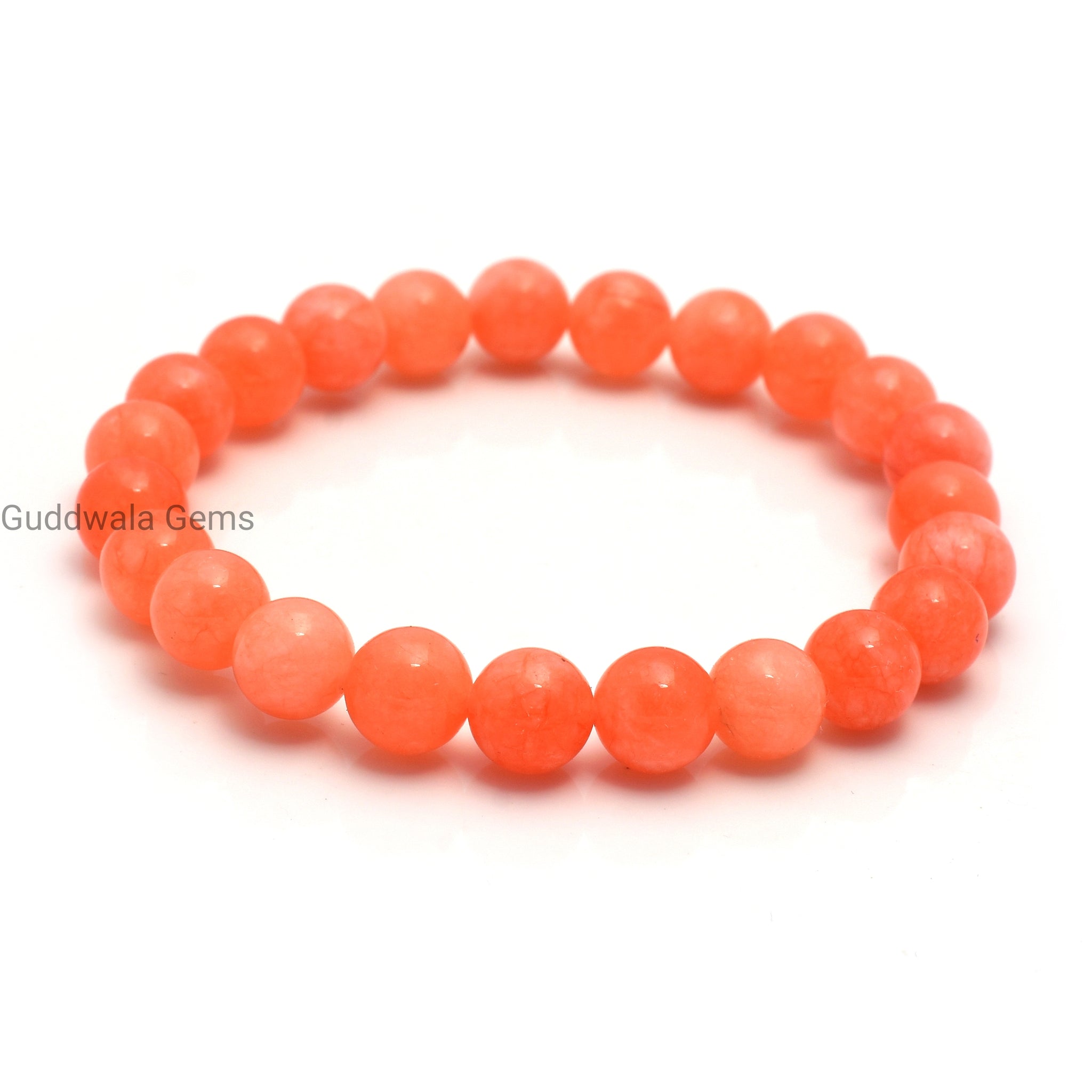 Certified Orange Jade Beaded Bracelet - Vitality & Prosperity