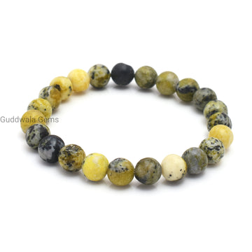 Natural Serpentine Gemstone Beaded Bracelet - Soothing Green Energy