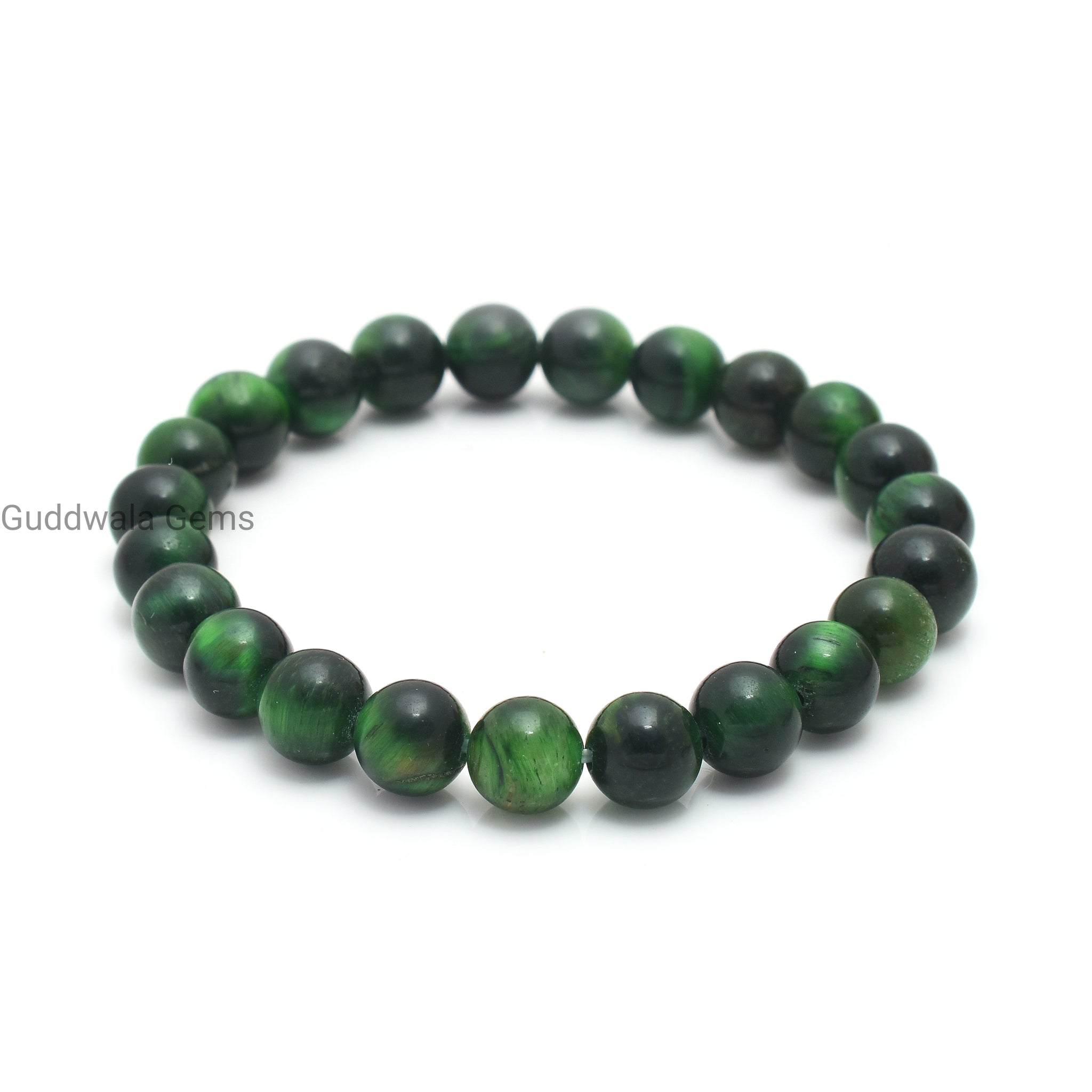 Natural 8mm Green Tiger Eye Beaded Adjustable Bracelet - Vibrant Energy