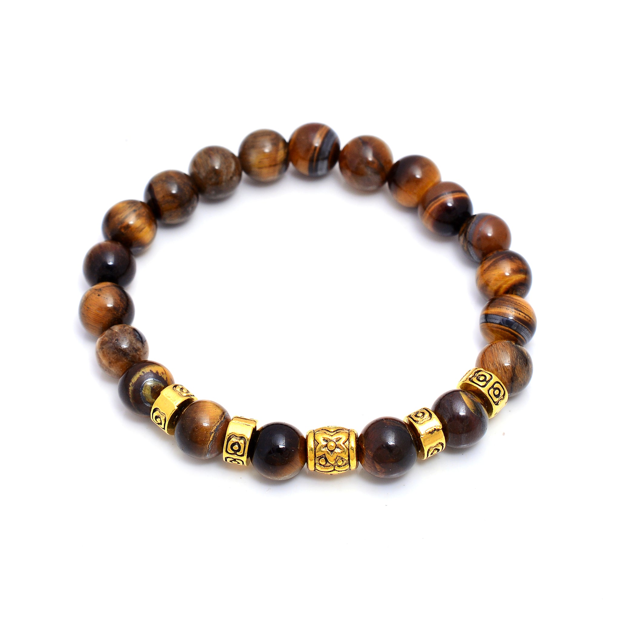 Natural 8mm Tiger Eye Adjustable Beaded Bracelet - Protective Energy Bracelet