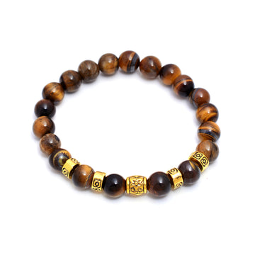 Natural 8mm Tiger Eye Adjustable Beaded Bracelet - Protective Energy Bracelet