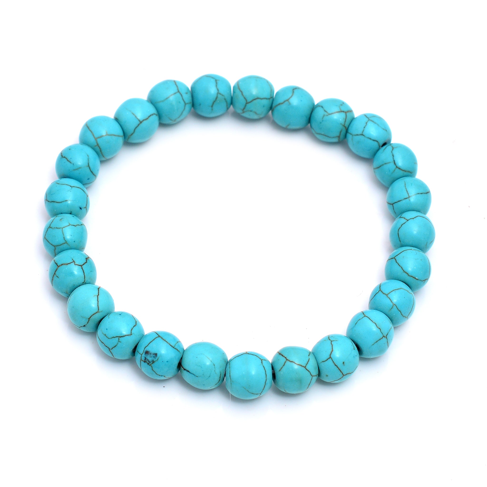 Natural 8mm Turquoise Beaded Adjustable Bracelet - Timeless Elegance