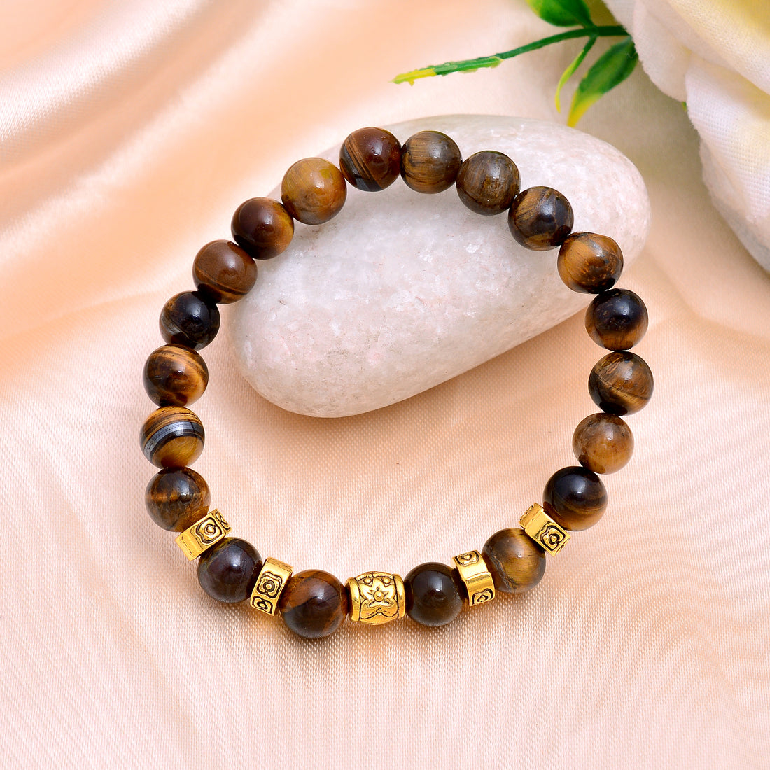 Natural 8mm Tiger Eye Adjustable Beaded Bracelet - Protective Energy Bracelet