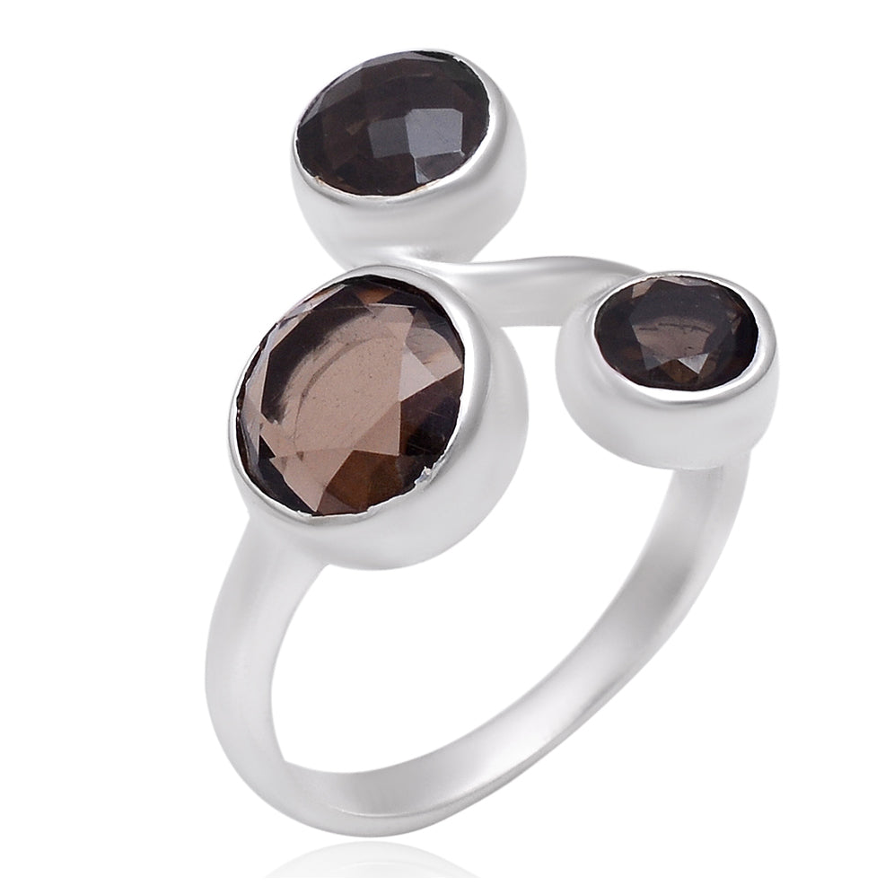 925 Sterling Silver Natural Smoky Quartz Handmade Ring - Earthy Elegance