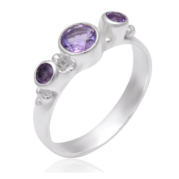 925 Sterling Silver Natural Amethyst Gemstone Ring