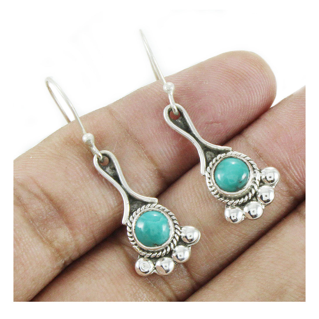 925 Sterling Silver Natural Turquoise Handmade Earrings