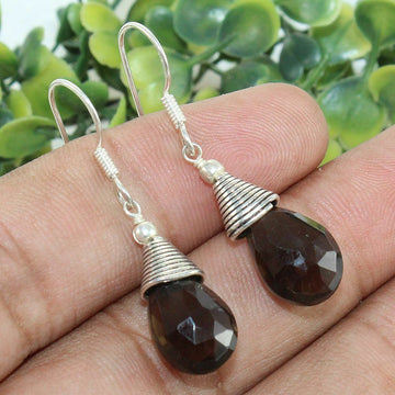 925 Sterling Silver Natural Smoky Quartz Earrings - Subtle Sophistication