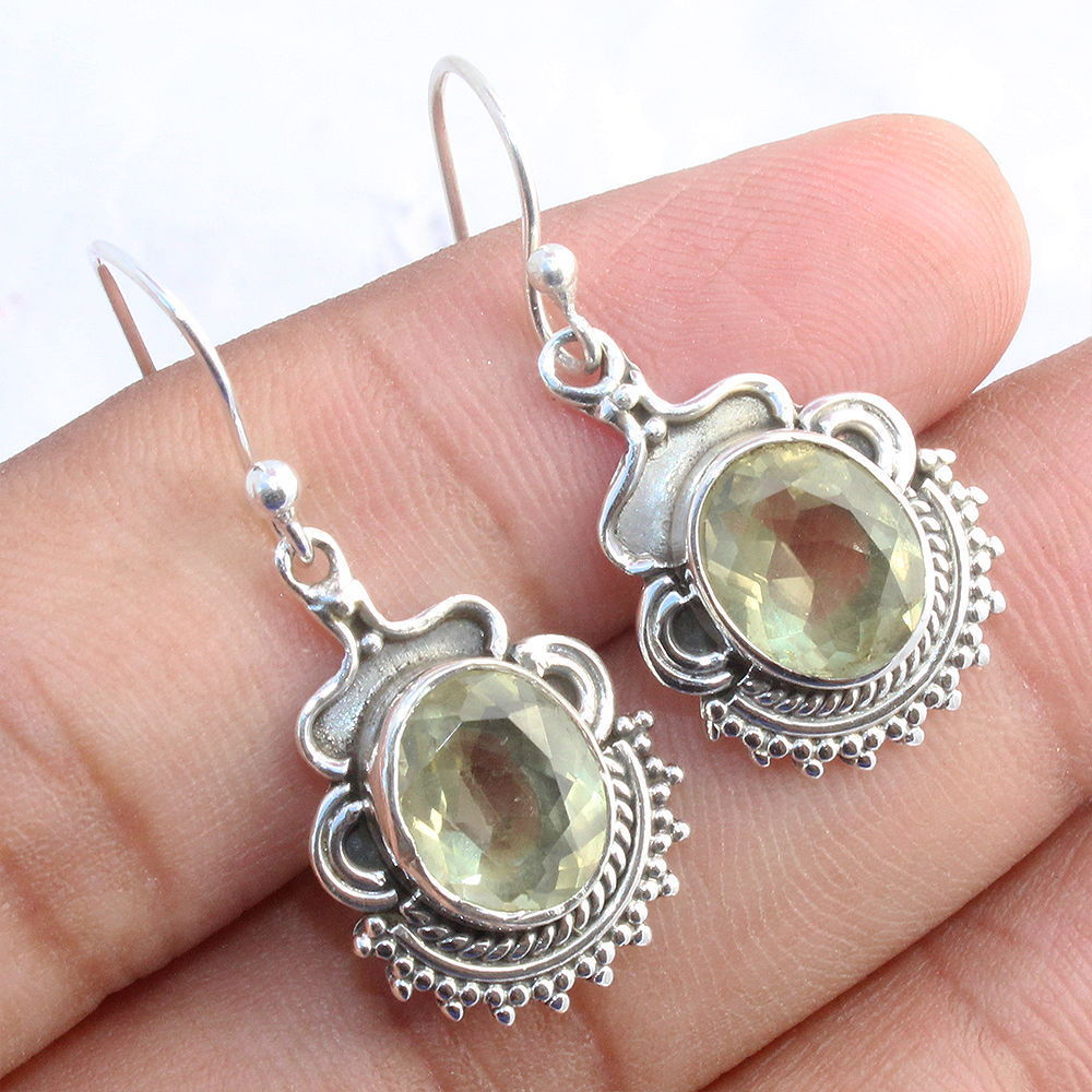 Elegant Lemon Quartz Earrings - 925 Sterling Silver