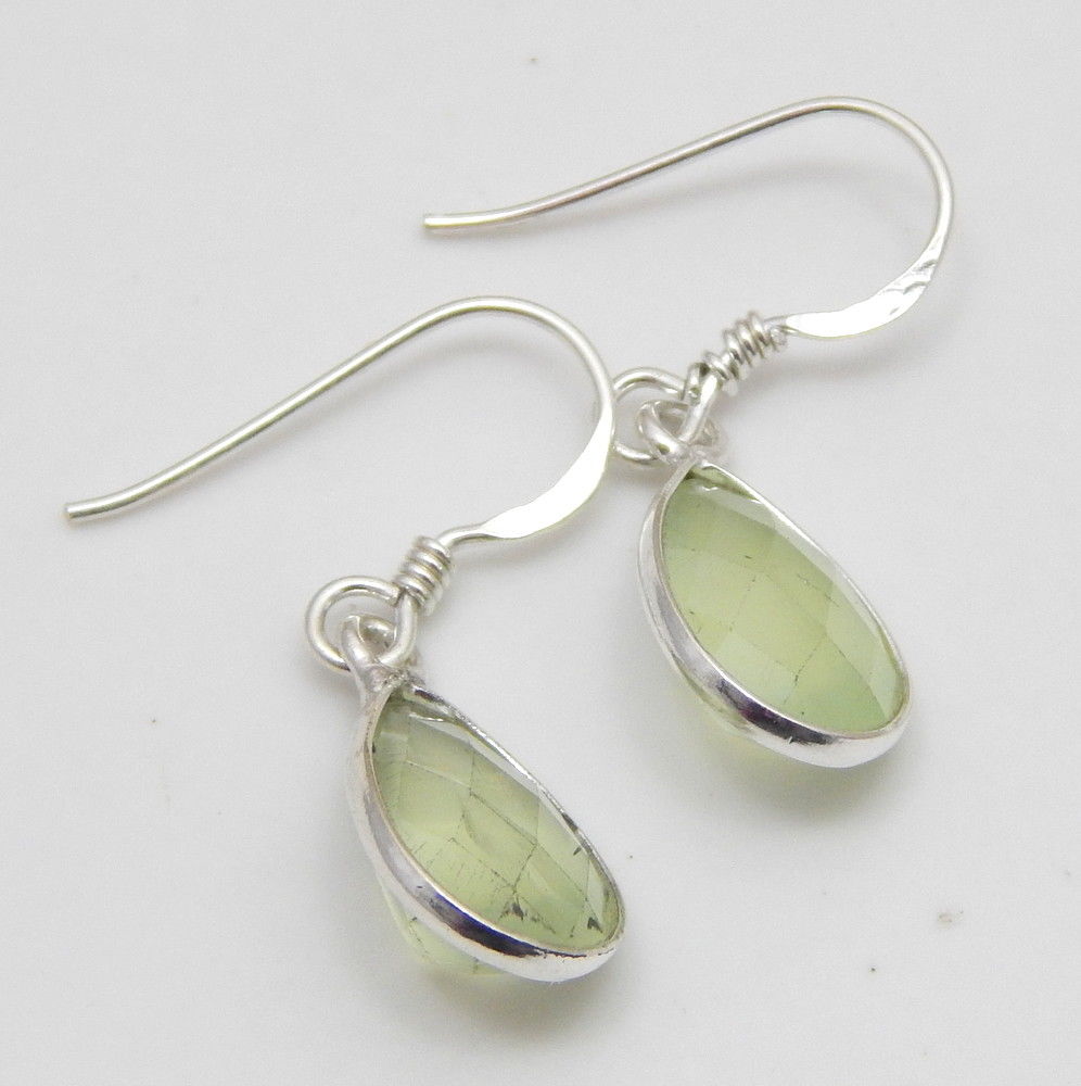 Elegant Prehnite Earrings - 925 Sterling Silver