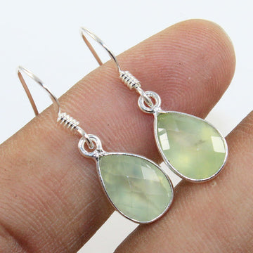 Elegant Prehnite Earrings - 925 Sterling Silver