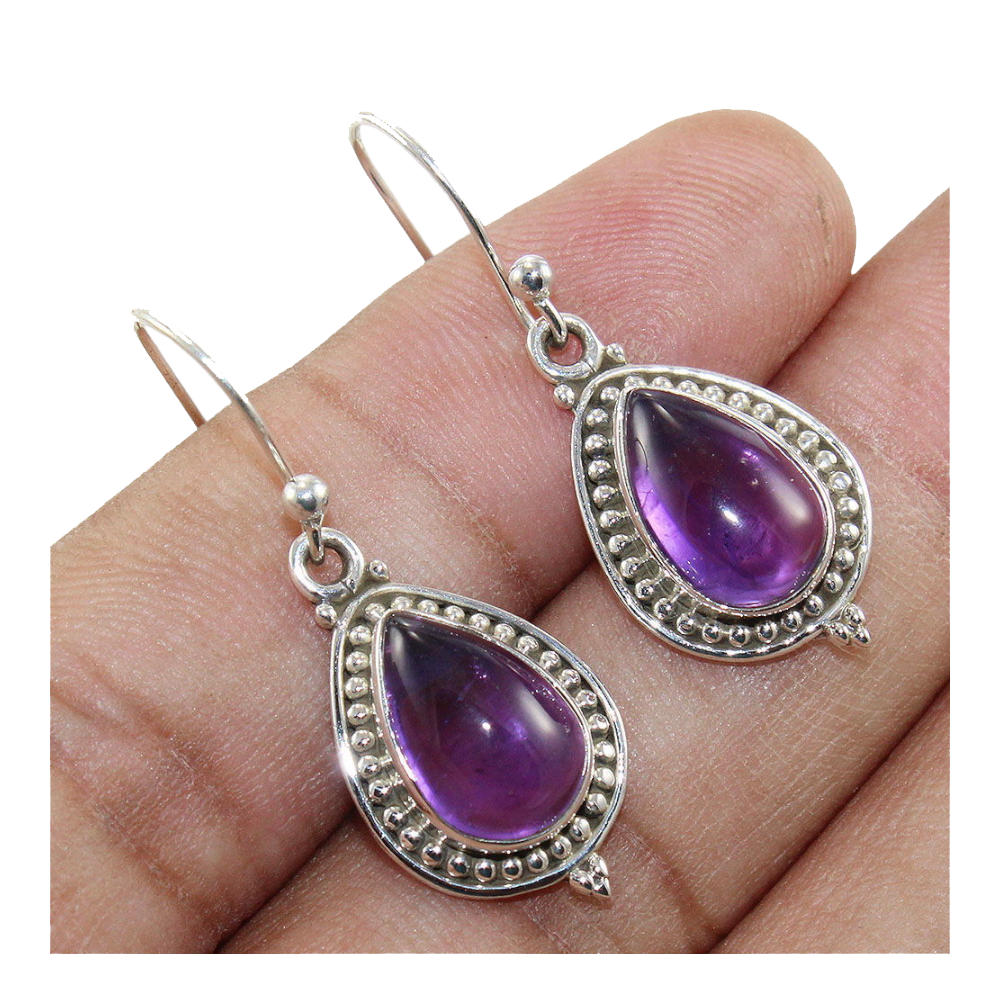 Natural Amethyst Gemstone Drop Earrings  Daily Wear Earrings