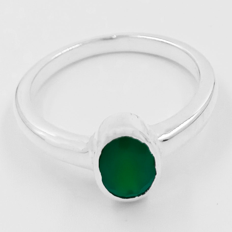 925 Sterling Silver Green Onyx Ring