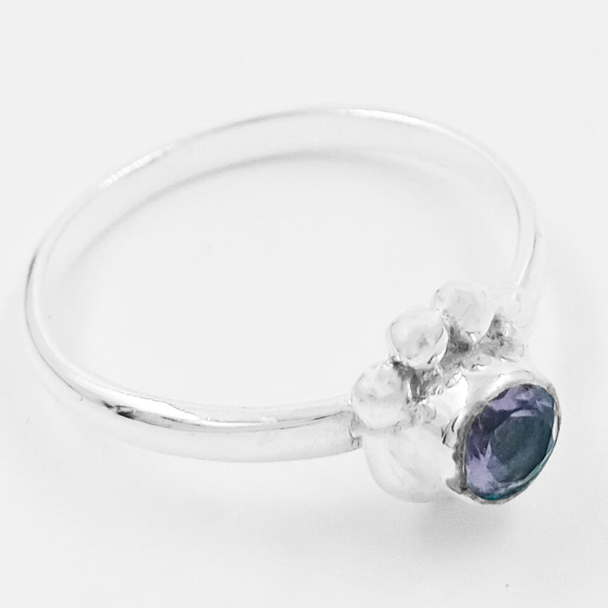 Natural 4 mm Round Amethyst 925 Sterling Silver Ring