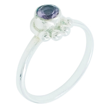 Natural 4 mm Round Amethyst 925 Sterling Silver Ring