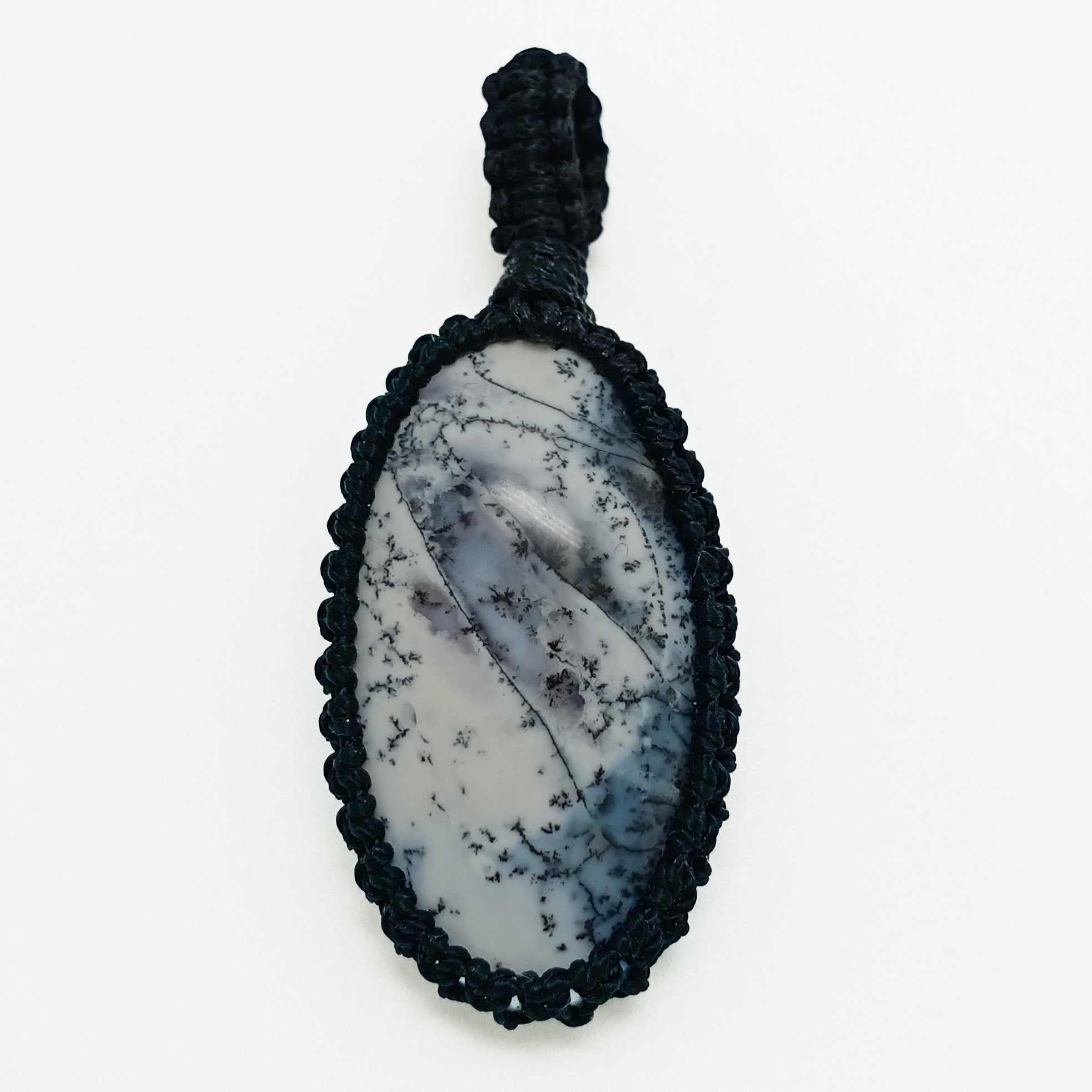 Handcrafted Dendrite Crystal Macrame Pendant Necklace