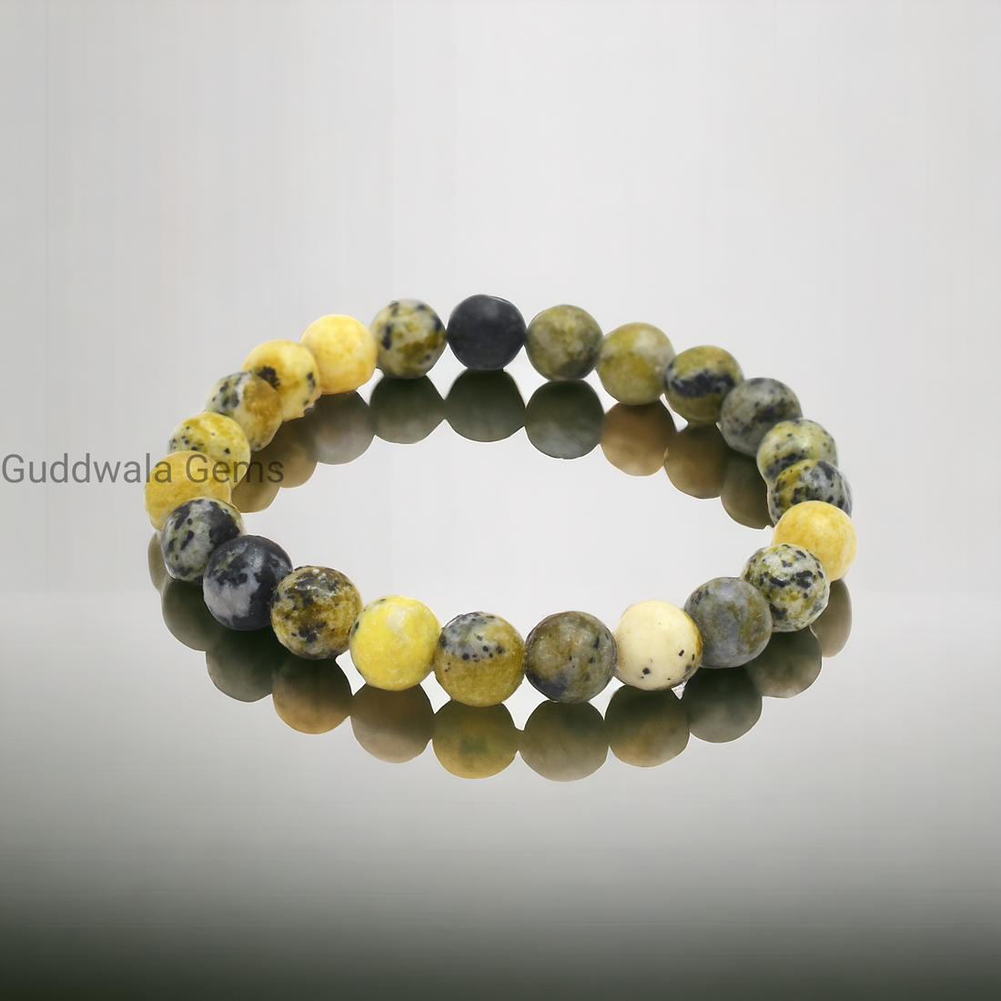 Natural Serpentine Gemstone Beaded Bracelet - Soothing Green Energy