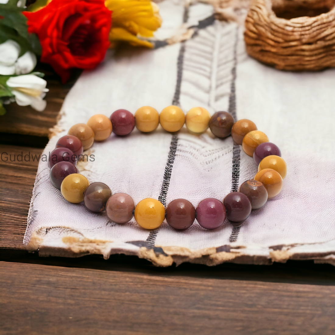 Certified Mookaite Beaded Bracelet - Stability & Adventure