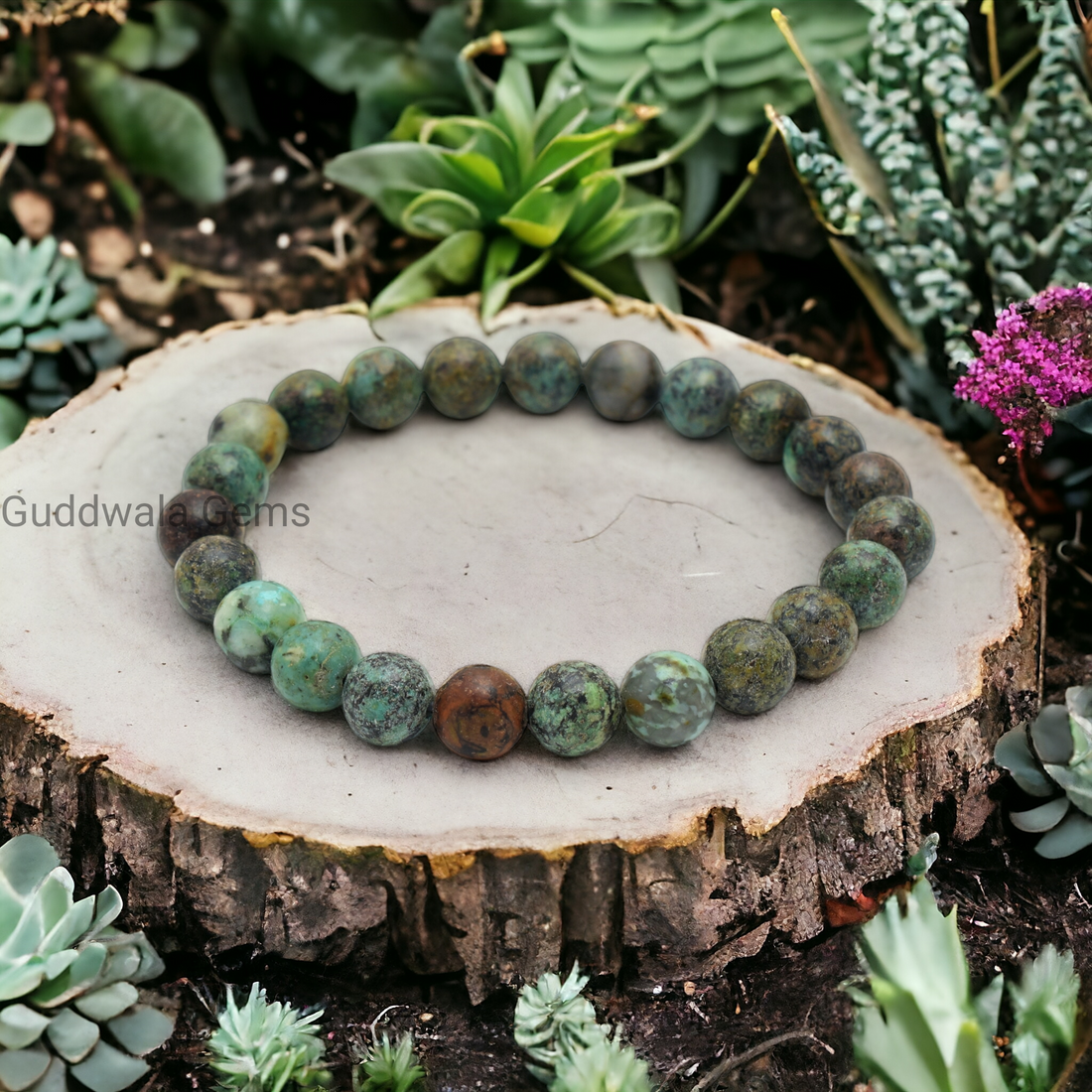 Certified African Jasper Beaded Bracelet - Grounding & Balance