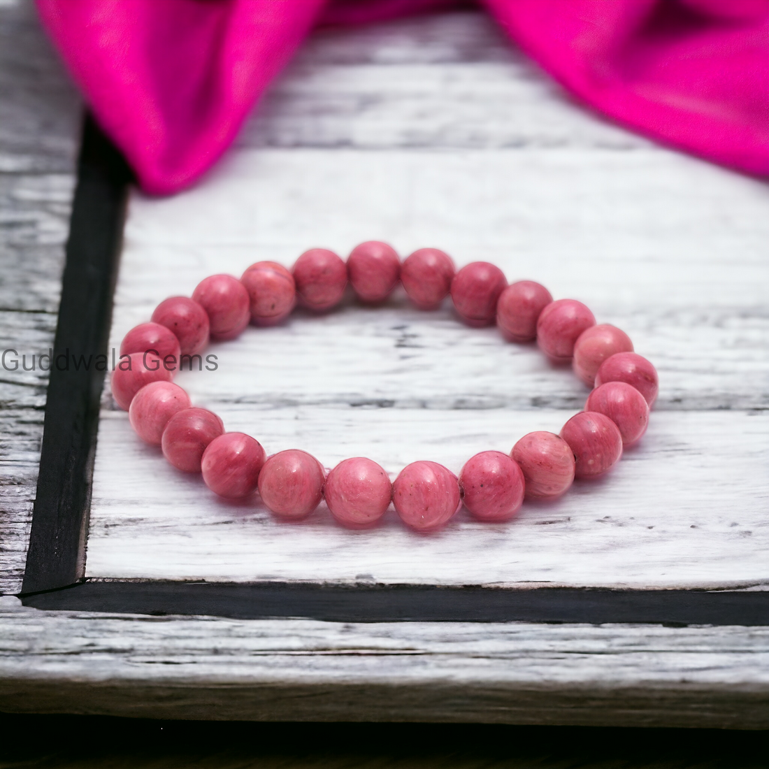 Certified Rhodochrosite Beaded Bracelet - Love & Emotional Healing