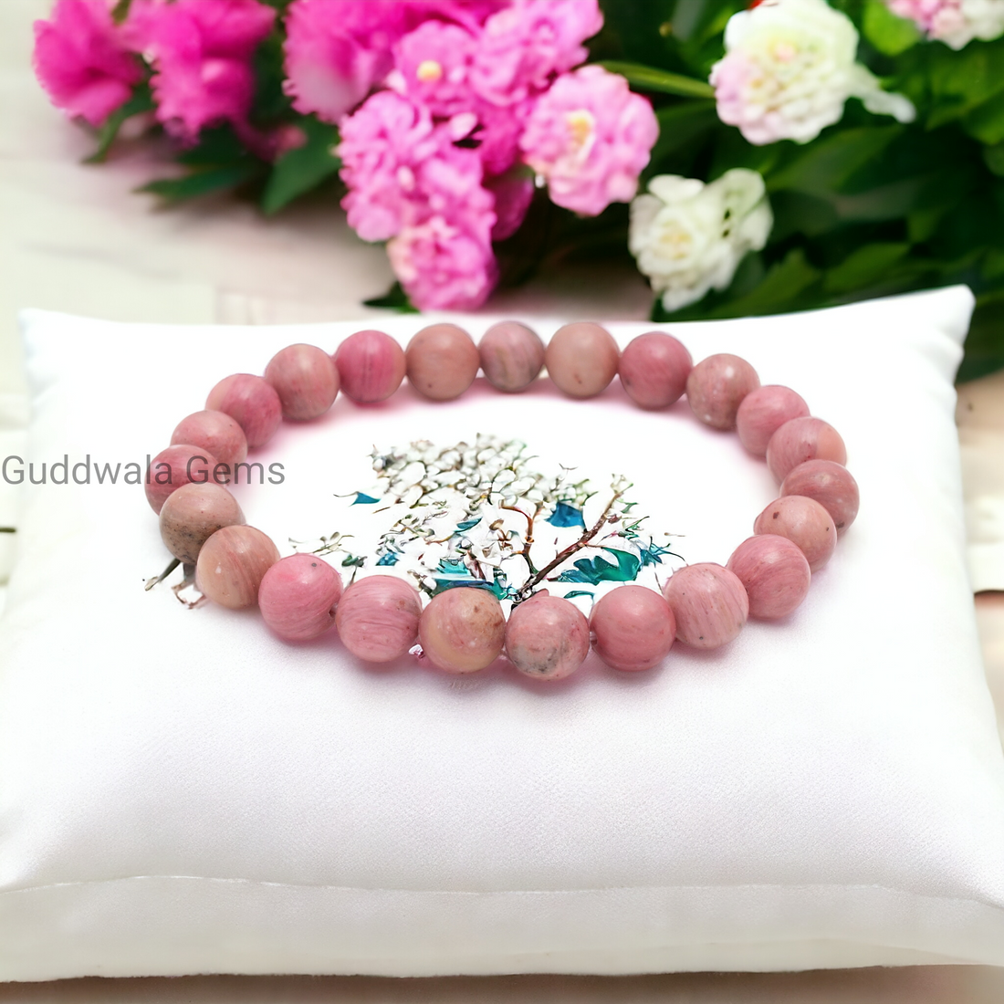 Certified Rhodonite Beaded Bracelet - Love & Emotional Balance