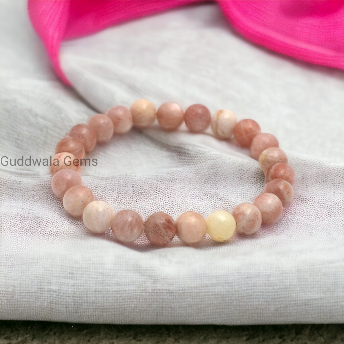 Certified 8mm Peach Moonstone Stretch Bracelet - Soothing & Feminine Energy