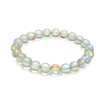 Natural 8mm Angel Aura Quartz Beaded Adjustable Bracelet - Ethereal Glow