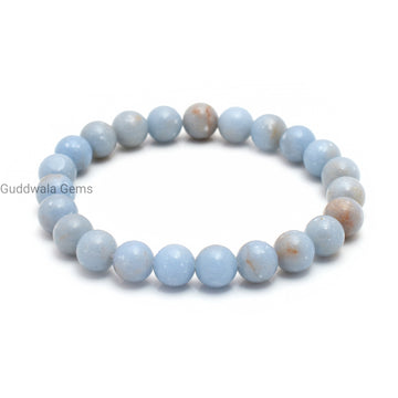 Natural 8mm Angelite Beaded Bracelet - Serenity & Inner Peace